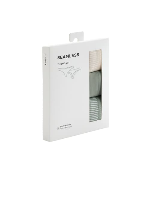OYSHO 3 nahtlose Slips mit Lochmuster und Soft-Touch-Oberfläche in Grün, 6 von 6