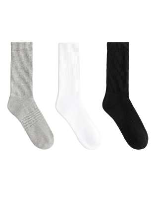 OYSHO - 3 Paar klassische Sportsocken aus Baumwollmix in Mittelgrau meliert