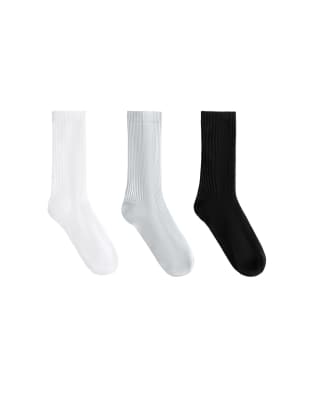 Oysho - 3 Paar klassische Sportsocken aus Polyamid-Mix in Mittelgrau meliert