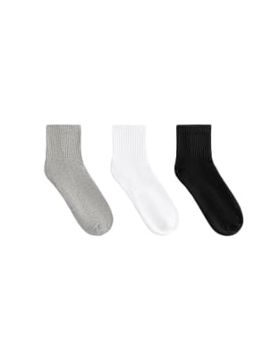 OYSHO - 3 Paar kurze Sportsocken aus Baumwollmix in meliertem Mittelgrau
