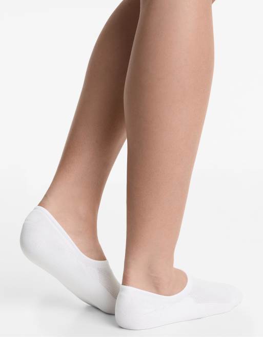 Oysho – 3 Paar leicht ausgeschnittene Sport-/Sneaker-Füßlinge aus Polyamid-Mix in Weiß, 4 von 4