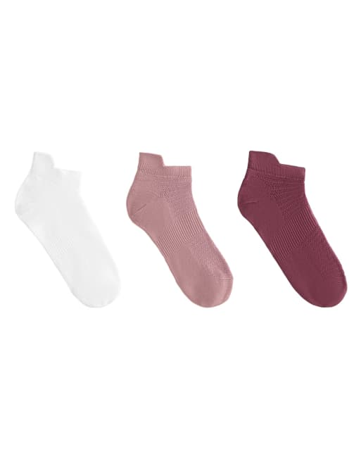 Oysho – 3 Paar Sneaker-Socken aus Polyamid-Mix in Rosa-Mauve mit Fersenlasche