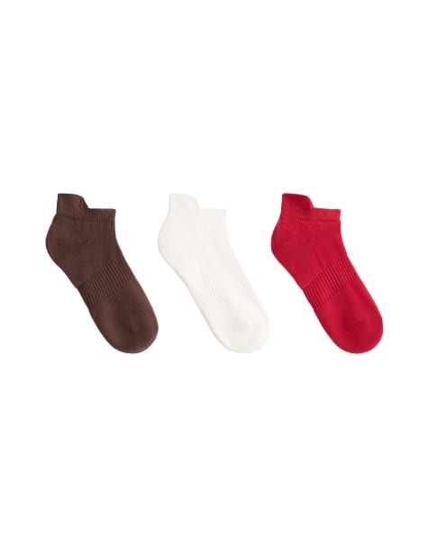 OYSHO 3-pack sportstrumpor i bomullsmix för sneakers med hälflik i brunt - view 1