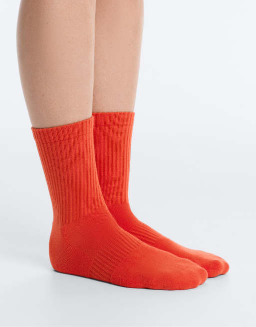 OYSHO - 3 paia di calzini classici in misto cotone arancione, 2 di 4