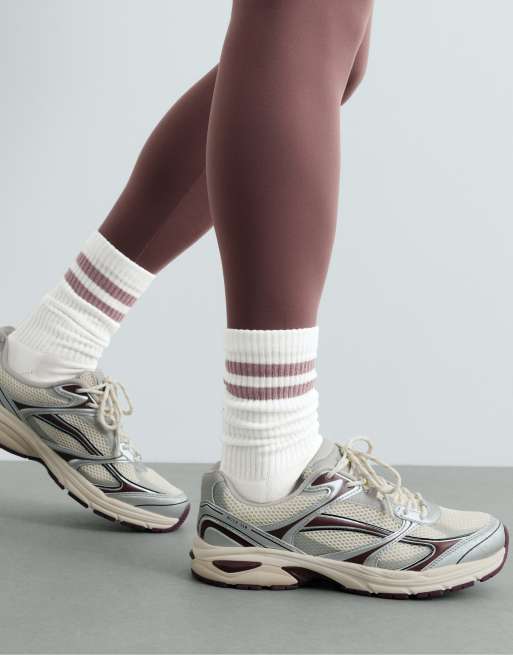 OYSHO 3 paia di calzini classici in misto cotone viola, 3 di 4