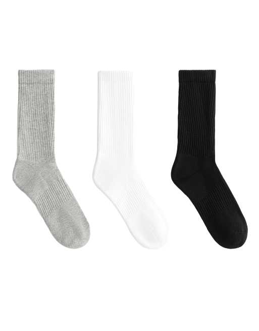 OYSHO - 3 paia di calzini sportivi classici in misto cotone color grigio medio mélange