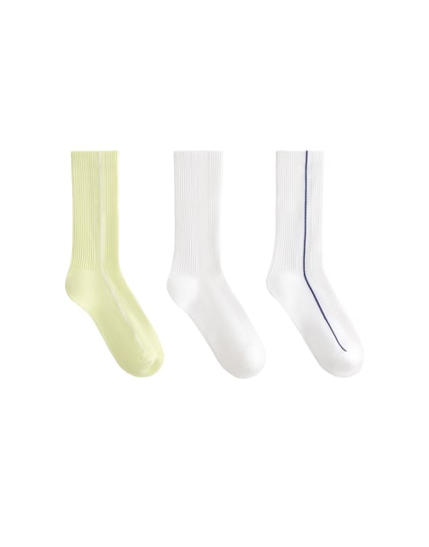 OYSHO 3 pairs of classic polyamide blend sports socks in lime and white - view 1