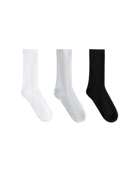 OYSHO 3 pairs of classic polyamide blend sports socks in mid-grey melange - view 1