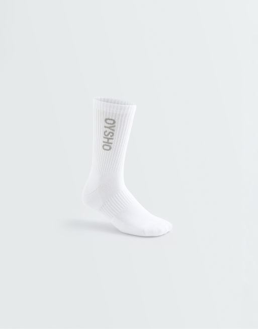 OYSHO 3 pairs of cotton blend classic socks in white, 4 of 4