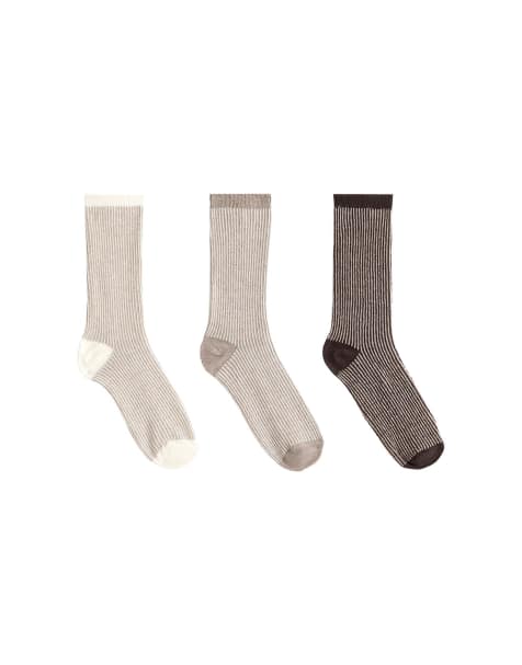 OYSHO 3 pairs of cotton blend classic textured socks in mink - view 1