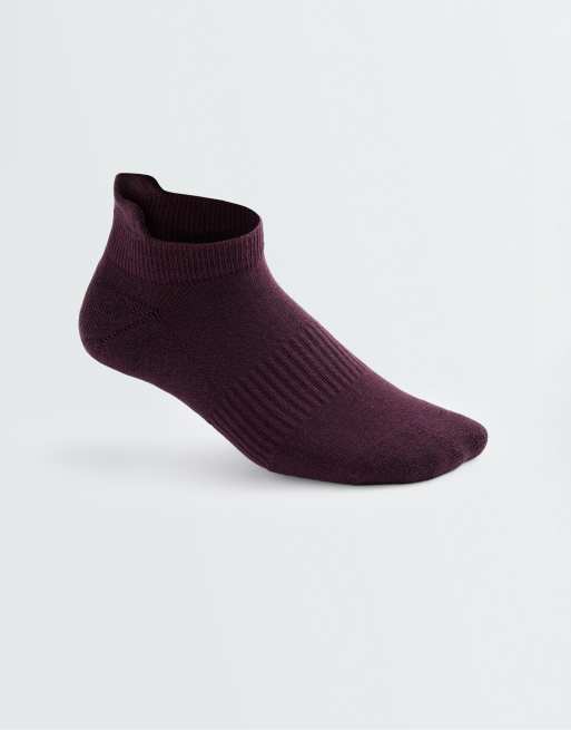 OYSHO 3 pairs of cotton blend sneaker socks with heel tab in purple, 4 of 4