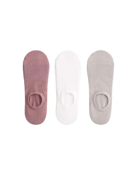 OYSHO 3 pairs of high-cut cotton blend invisible sports socks in light pink - view 1