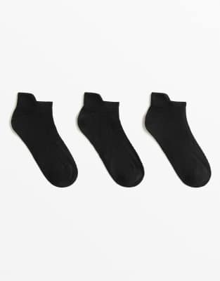 Oysho 3 pairs of polyamide blend sneaker socks with heel tab in black - view 1
