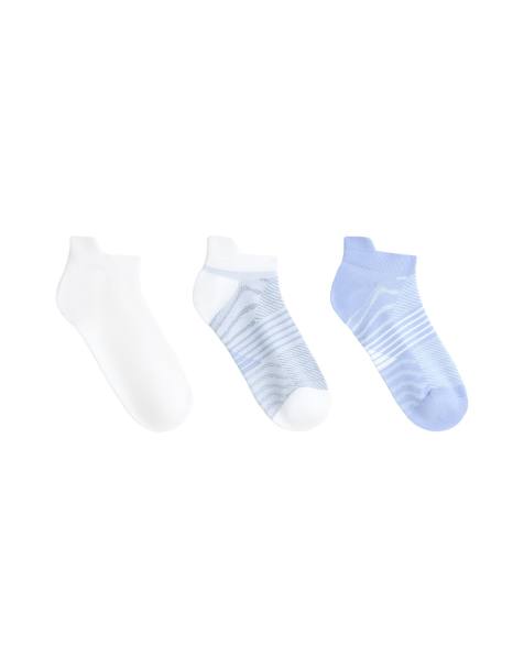 OYSHO 3 pairs of polyamide blend sports sneaker socks with heel tab in blue - view 1