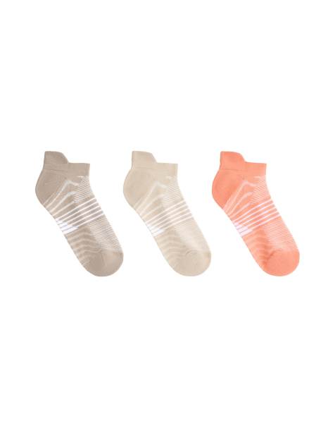 OYSHO 3 pairs of polyamide blend sports sneaker socks with heel tab in coral - view 1