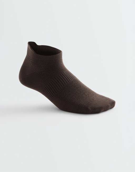 OYSHO 3 pairs of tab polyamide blend sports sneaker socks in dark brown, 4 of 4