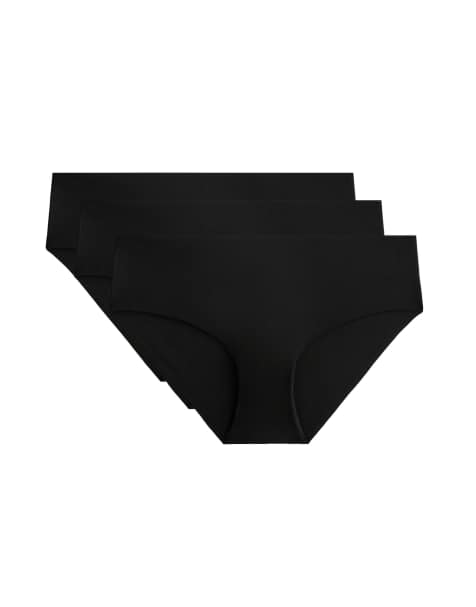 OYSHO 3 polyamide blend invisible hipster briefs in black - view 1