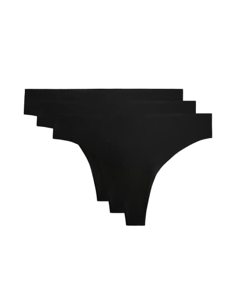 OYSHO 3 polyamide blend invisible thongs in black