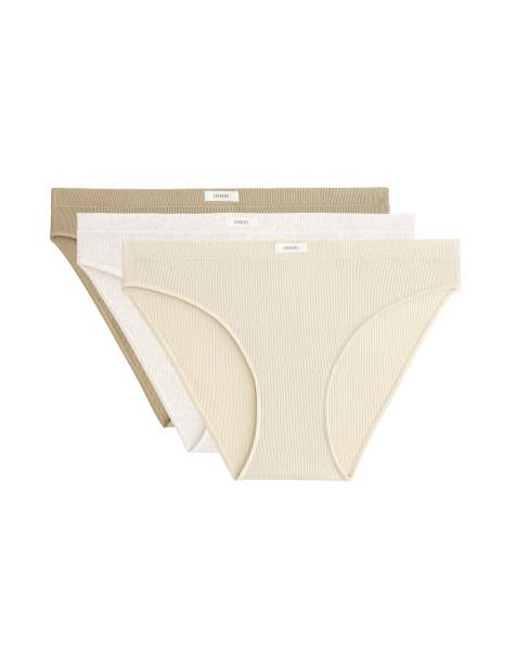 OYSHO 3 rib logo cotton blend classic briefs in green - view 1