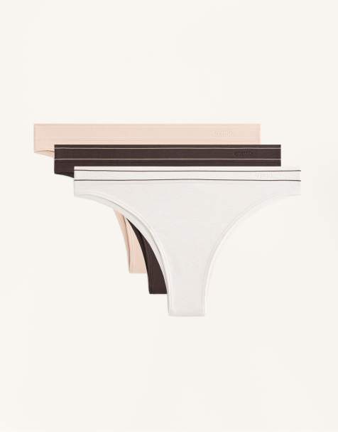 OYSHO 3 seamless soft touch brazilian briefs in brown - view 1