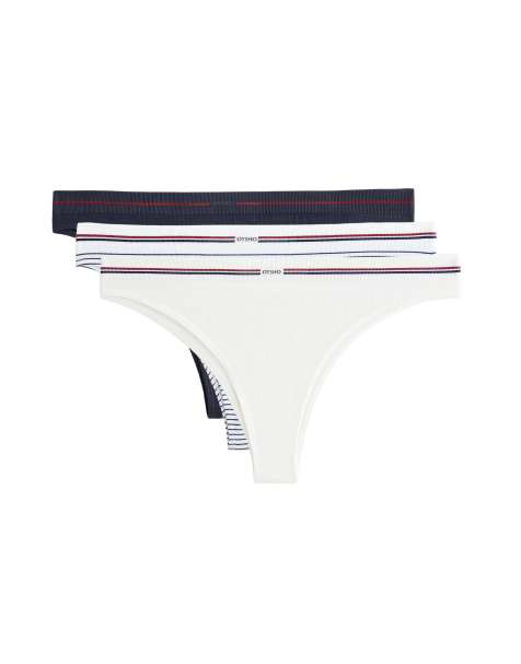 OYSHO 3 seamless soft touch brazilian briefs in navy blue - view 1