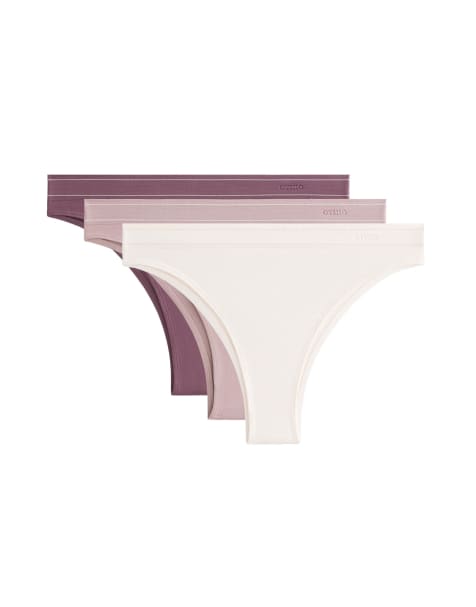 OYSHO 3 seamless soft touch brazilian briefs in pale mauve - view 1