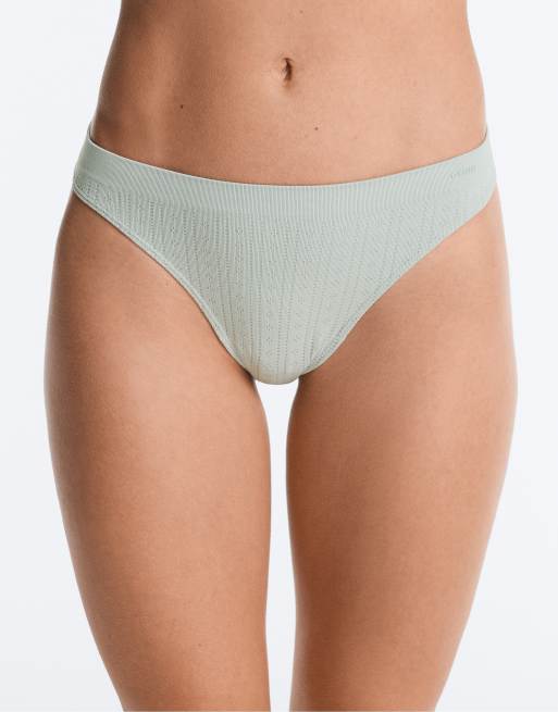 OYSHO 3 seamless soft-touch openwork brazilian briefs in aquamarine, 2 of 4