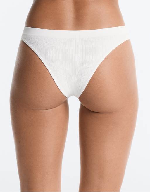 OYSHO 3 seamless soft-touch openwork brazilian briefs in aquamarine, 4 of 4
