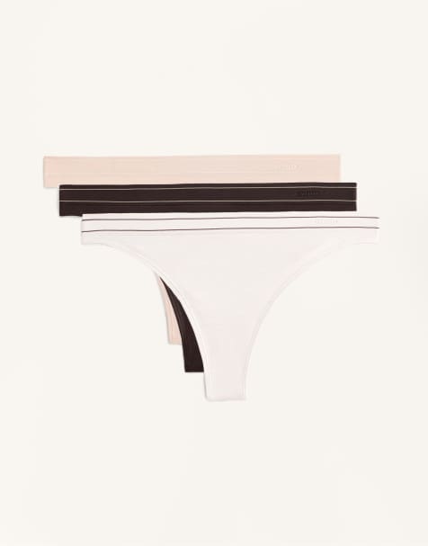 OYSHO 3 seamless soft touch thongs in brown