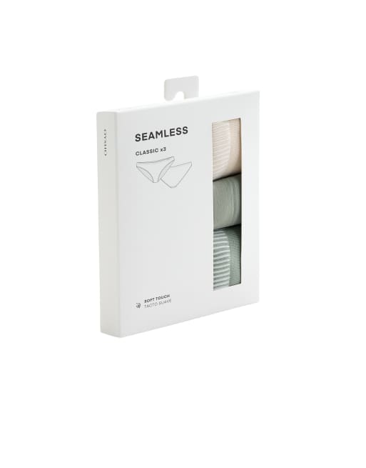 OYSHO 3 slip classici seamless soft-touch traforati in verde, 7 di 7