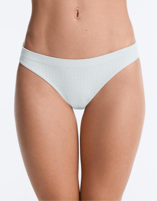 OYSHO 3 sømløse briefs med blød overflade og hulmønster i aquamarine, 2 af 4