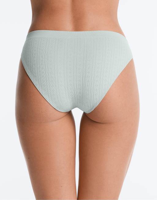 OYSHO 3 sømløse briefs med blød overflade og hulmønster i aquamarine, 4 af 4