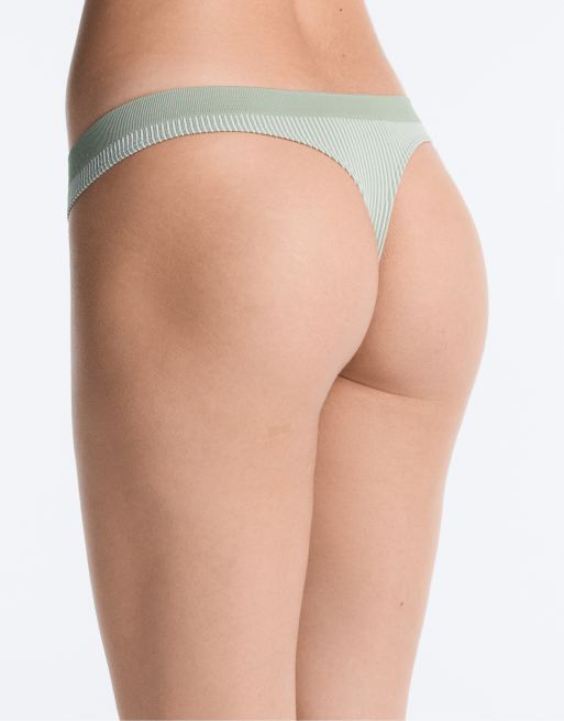 OYSHO 3 soft-touch seamless openwork thongs in green, 5 of 6