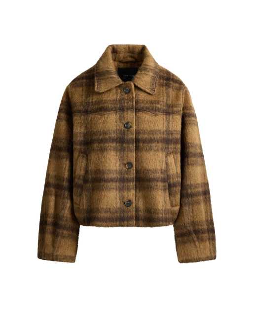 OYSHO 30% wool check jacket in mustard, 6 of 6