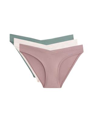 OYSHO - 3er-Pack klassische Slips in Grün mit V-Form aus Modalmix