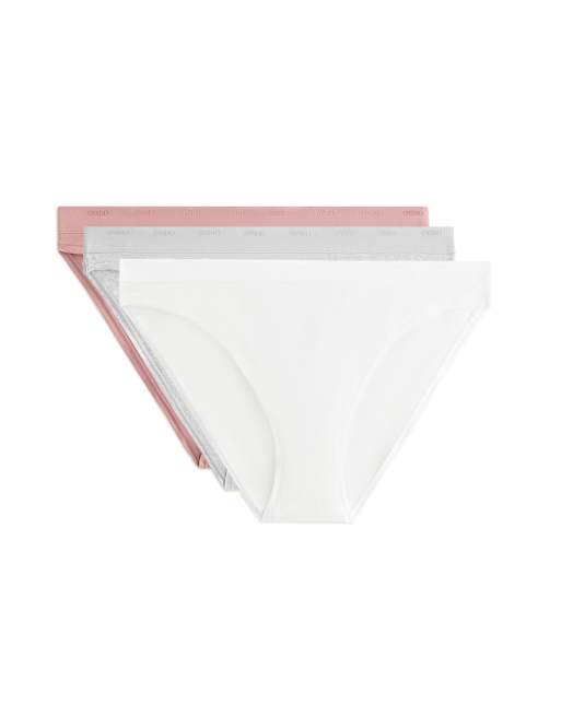Oysho – 3er-Pack klassische Slips in Staubrosa und anderen Farben mit Logo