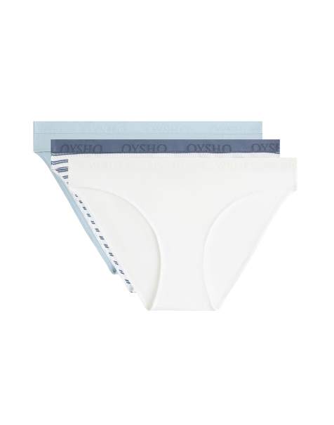 OYSHO – 3er-Pack klassische Unterhosen aus Baumwollmix in Blau - view 1