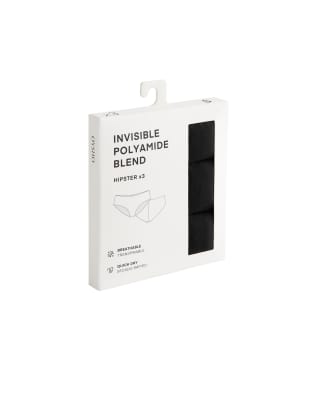 Oysho - 3er-Pack nahtlose Hipster-Slips aus elastischem Polyamid-Mix in Schwarz
