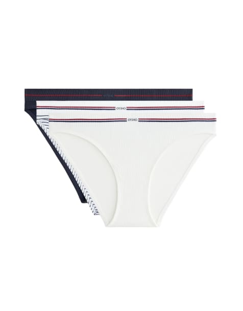 Oysho – 3er-Pack nahtlose, klassische Slips in Marineblau mit weicher Haptik - view 1