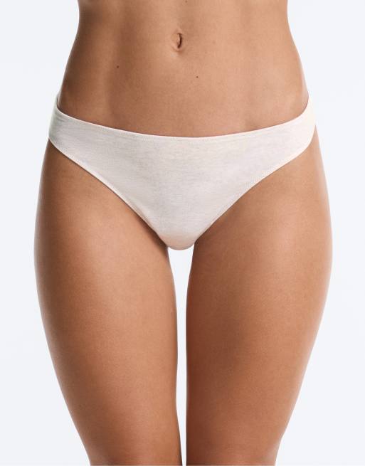 OYSHO 5 brazilian briefs i brun bomuldsblanding, 2 af 4