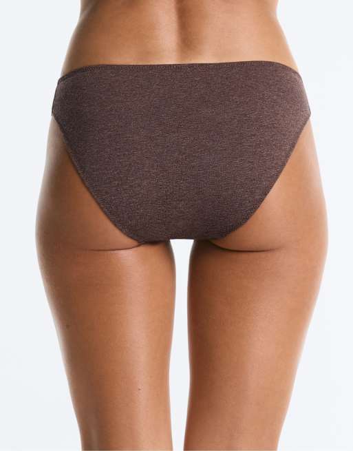 OYSHO 5 briefs i bomuldsblanding i brun, 4 af 4