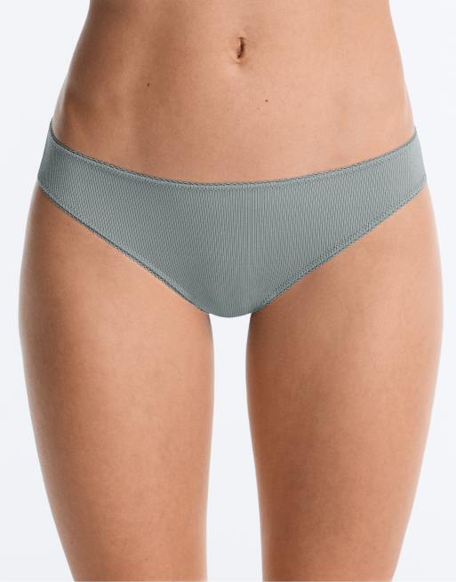 OYSHO 5 classic u-cut rib cotton briefs in peach and blue, 2 of 4