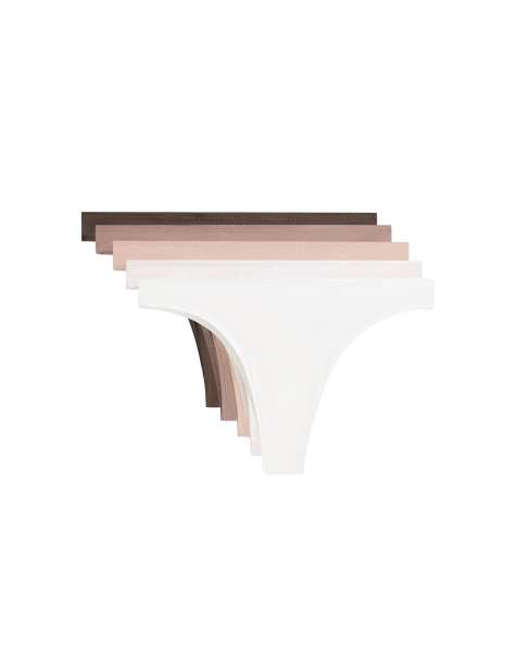 OYSHO 5 cotton blend brazilian briefs in brown and pink - view 1
