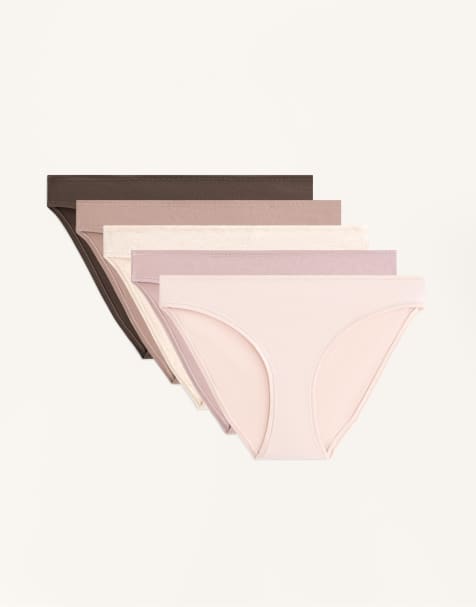 OYSHO 5 cotton blend classic briefs in mocha - view 1