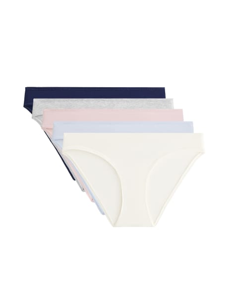 OYSHO 5 cotton blend classic briefs in navy blue - view 1