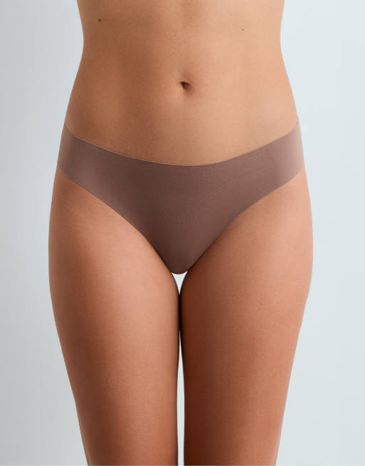 OYSHO 5 cotton blend seamless classic bikini briefs in pink and brown, 2 of 4