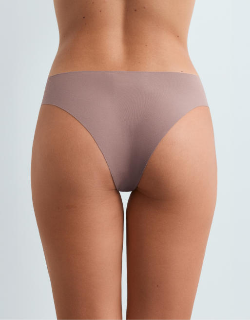OYSHO 5 cotton blend seamless classic bikini briefs in pink and brown, 3 of 4