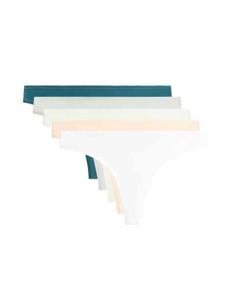 OYSHO 5 cotton blend thongs in dusty pink