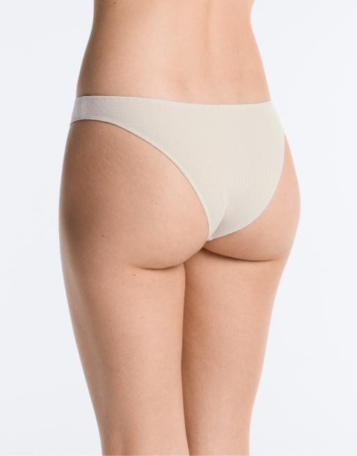 OYSHO 5 cotton rib u-cut brazilian briefs in blue, 3 of 4
