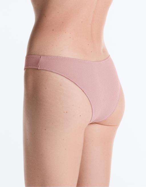 OYSHO 5 cotton rib u-cut brazilian briefs in pink, 3 of 4